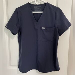 FIGS Women’s Scrub Top Technical Collection Navy Blue Single Pocket Size Medium